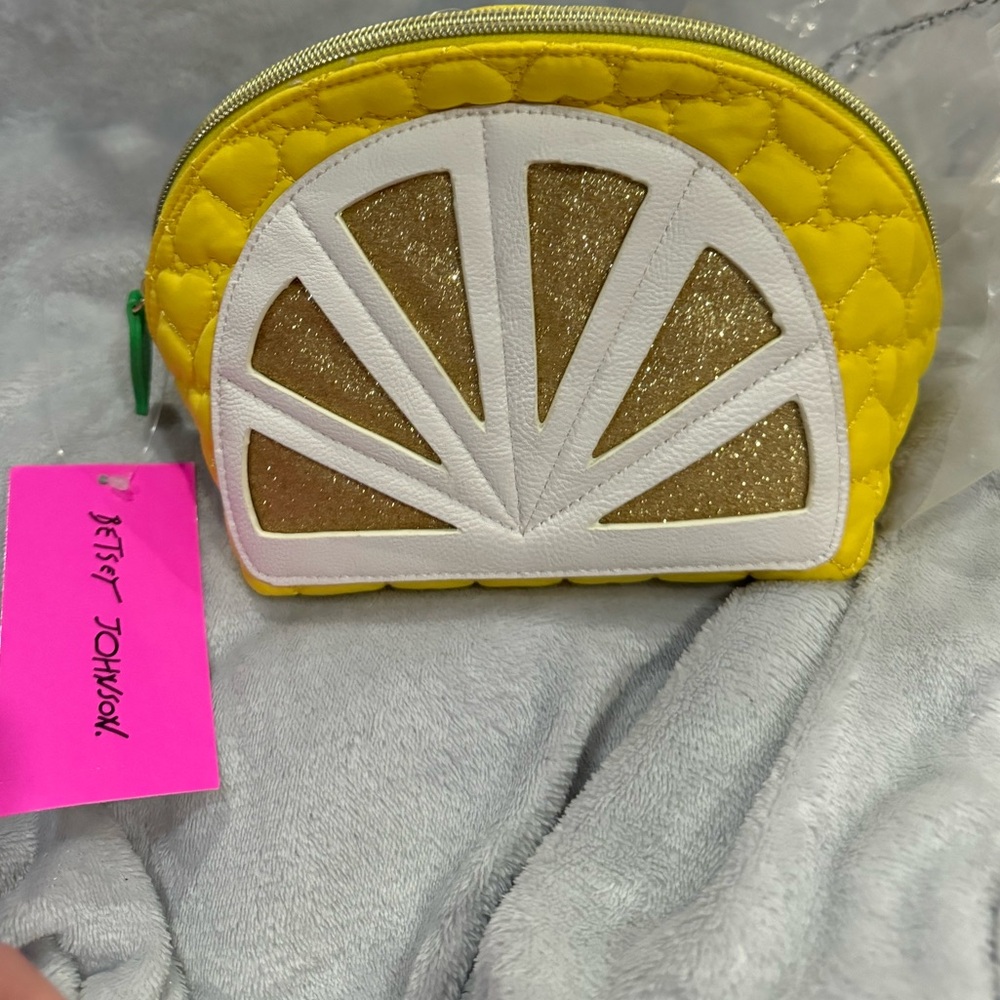 Betsey Johnson yellow lemon cosmetic bag